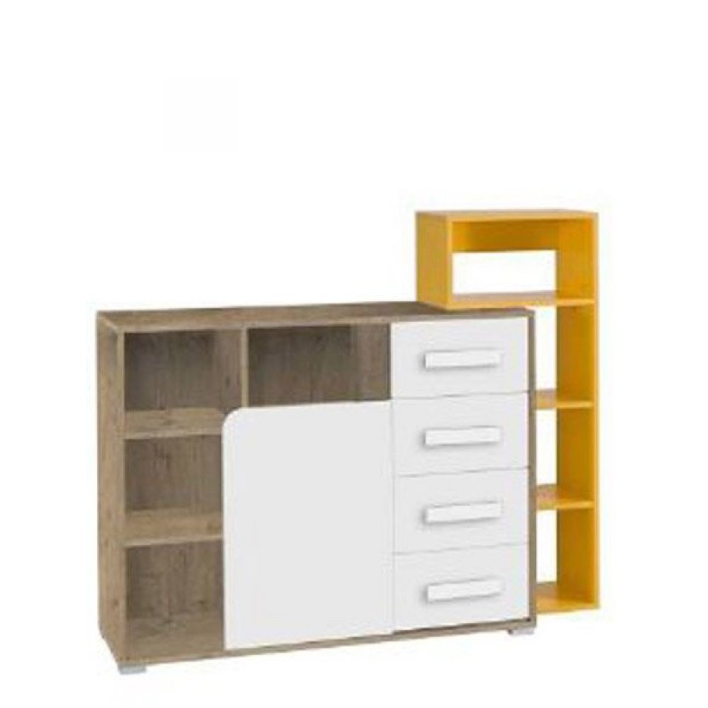 Comoda BRUNO Reg3 / Reg 9 Stejar Lefkas/Alb/Galben