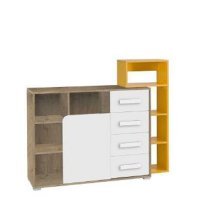 Comoda BRUNO Reg3 / Reg 9 Stejar Lefkas/Alb/Galben