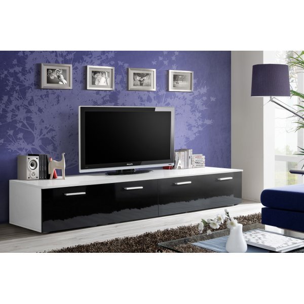 Comoda TV DUO 23 WS DU Genarom AM Alb / Negru Lucios