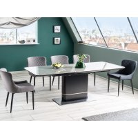 Masa Extensibila PALLAS Ceramic Genarom SN Gri Marmorat / Negru Mat