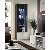 Vitrina NEO I 23 EMWHEM N1 Genarom AM Wenge /Wenge /Alb Lucios
