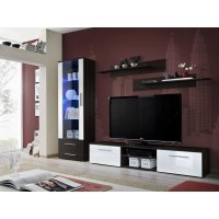 Vitrina NEO I 23 EMEMWH N1 Genarom AM Wenge /Alb Lucios/Wenge