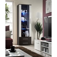 Vitrina NEO I 23 EMEMWH N1 Genarom AM Wenge /Alb Lucios/Wenge