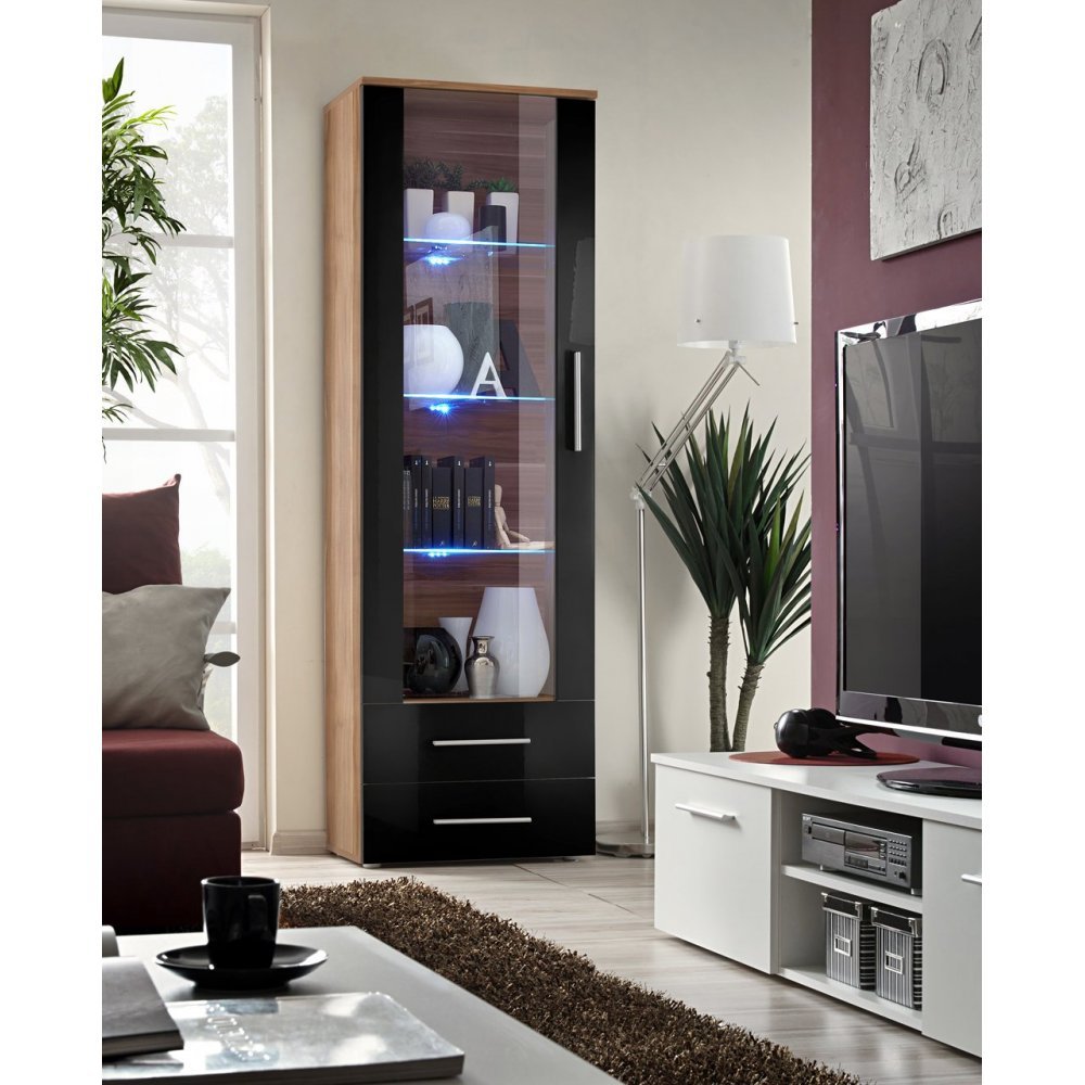 Vitrina NEO I 23 NSH N1 Genarom AM Prun / Negru Lucios