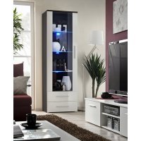 Vitrina NEO I 23 EMWH N1 Genarom AM Wenge / Alb Lucios