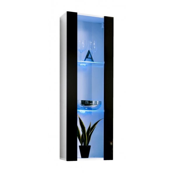 Vitrina Suspendata FLY Genarom AM 23 WS FY 21 Alb / Negru Lucios