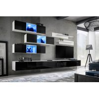 Vitrina suspendata FLY Genarom AM 23 WS FY 12 Alb / Negru Lucios