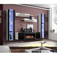 Comoda TV FLY Genarom AM 23 WS FY SBK Alb / Negru Lucios