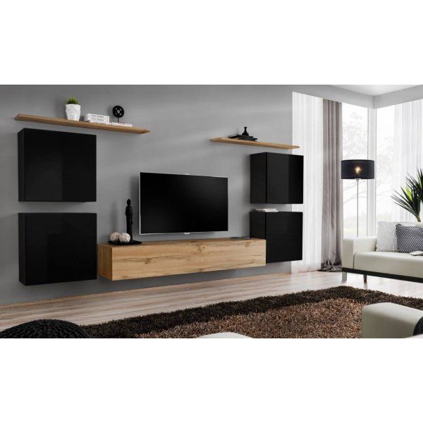 Living SWITCH 4 27 SWT SW 4 Genarom AM Negru Lucios / Stejar Wotan