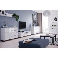 Comoda MEGAN 03 Genarom Alb / Alb Lucios