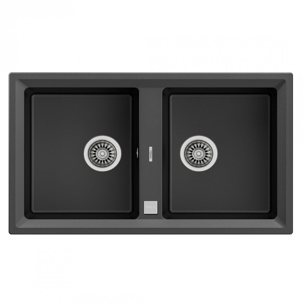 Chiuveta STONE 90B TG 2B, 2 Cuve, Negru Metalic