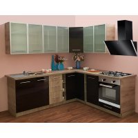 Bucatarie de Colt NIKA TAFLA LAKIER WENGE 220-200, FRONT MDF FURNIRUIT LACUIT, OUTLET