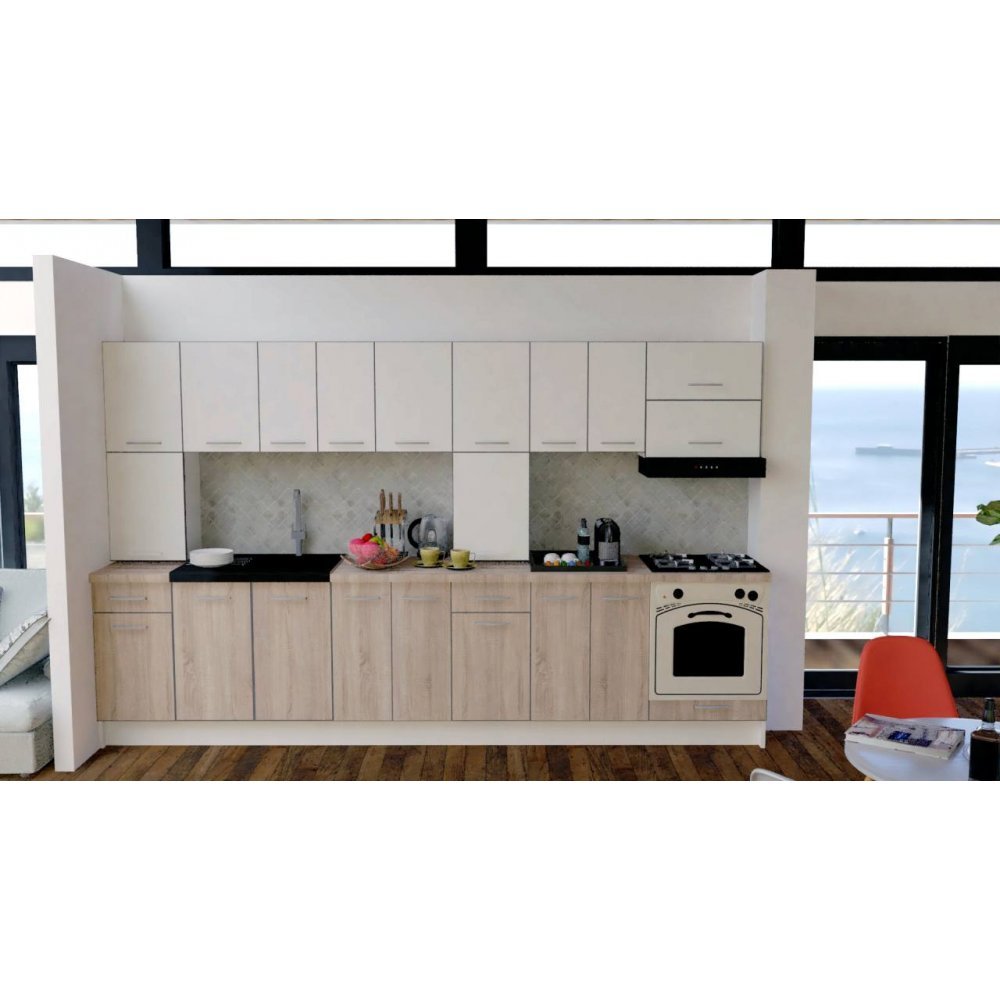 Bucatarie MAX NEW 340 Alb / Stejar Barrique