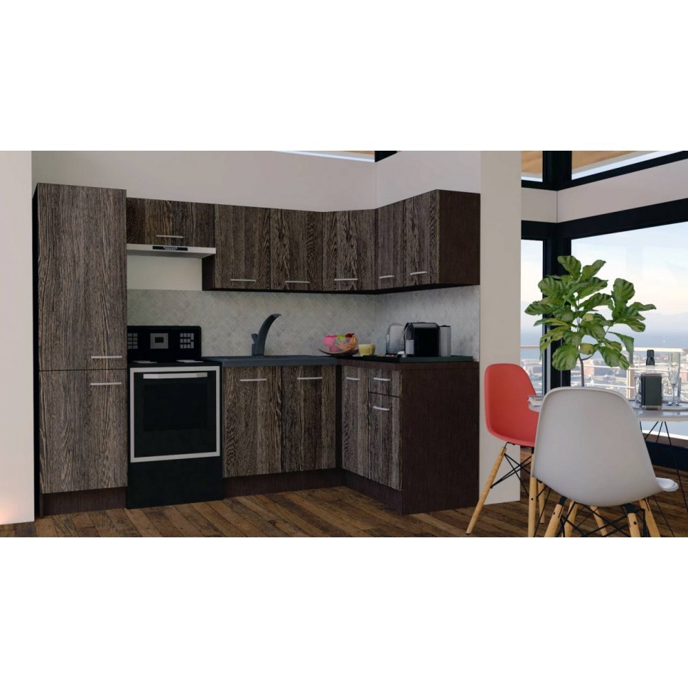 Bucatarie de Colt GENA NEW 2 DR. 140-250, Fara Corp de Cuptor, Wenge / Decor 7648