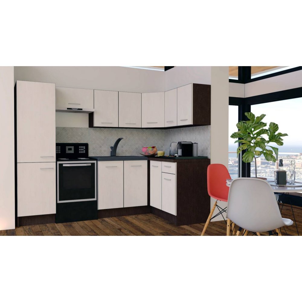 Bucatarie de Colt GENA NEW 2 DR. 140-250, Fara Corp de Cuptor, Wenge / Decor 8508