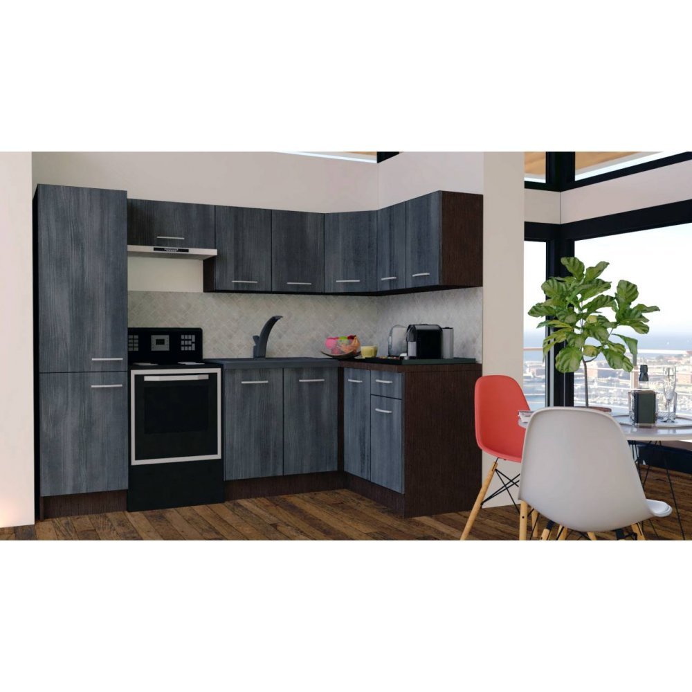 Bucatarie de Colt GENA NEW 2 DR. 140-250, Fara Corp de Cuptor, Wenge / Decor 8509