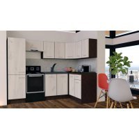 Bucatarie de Colt GENA NEW 2 DR. 140-250, Fara Corp de Cuptor, Wenge / Decor K001