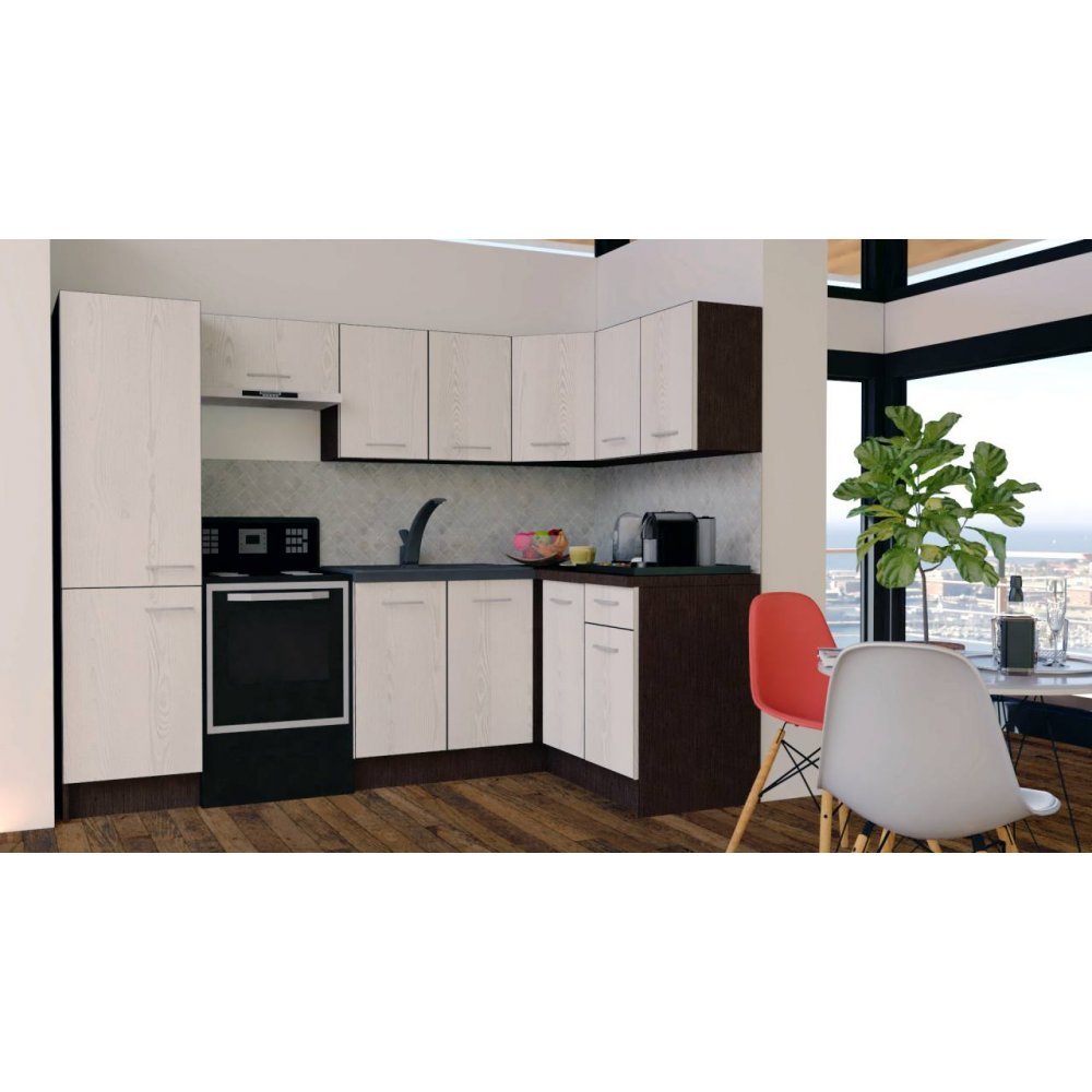Bucatarie de Colt GENA NEW 2 DR. 140-250, Fara Corp de Cuptor, Wenge / Decor K010