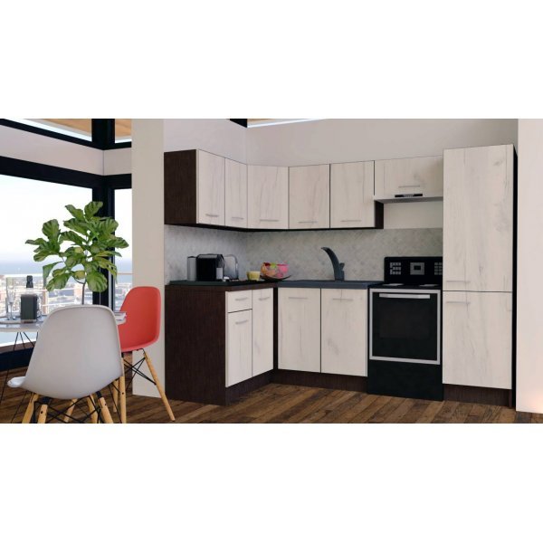 Bucatarie de Colt GENA NEW 2 ST. 140-250, Fara Corp de Cuptor, Wenge / Decor K001