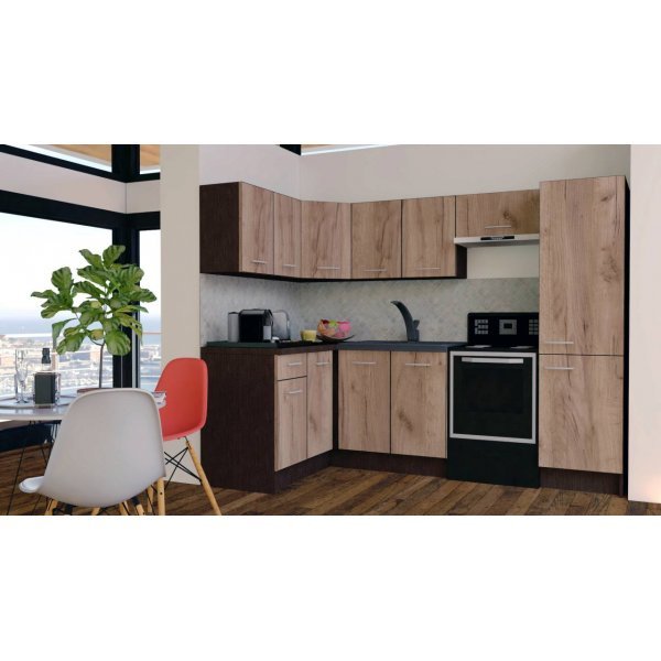 Bucatarie de Colt GENA NEW 2 ST. 140-250, Fara Corp de Cuptor, Wenge / Decor K004
