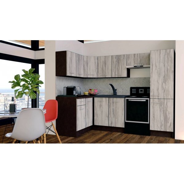 Bucatarie de Colt GENA NEW 2 ST. 140-250, Fara Corp de Cuptor, Wenge / Decor K084