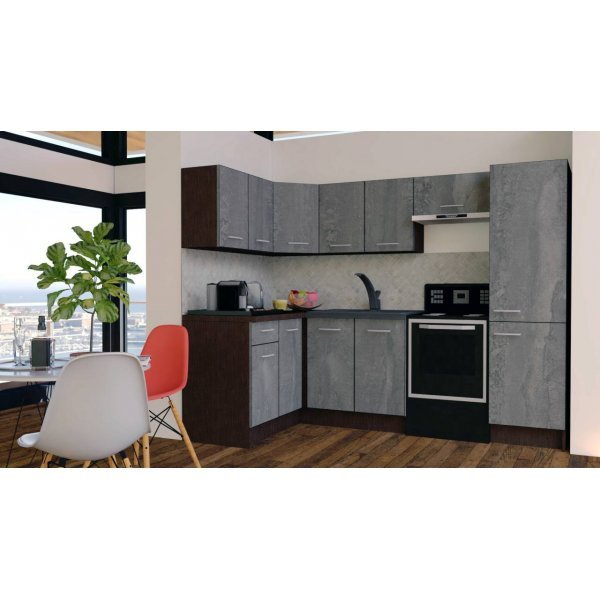Bucatarie de Colt GENA NEW 2 ST. 140-250, Fara Corp de Cuptor, Wenge / Decor K352