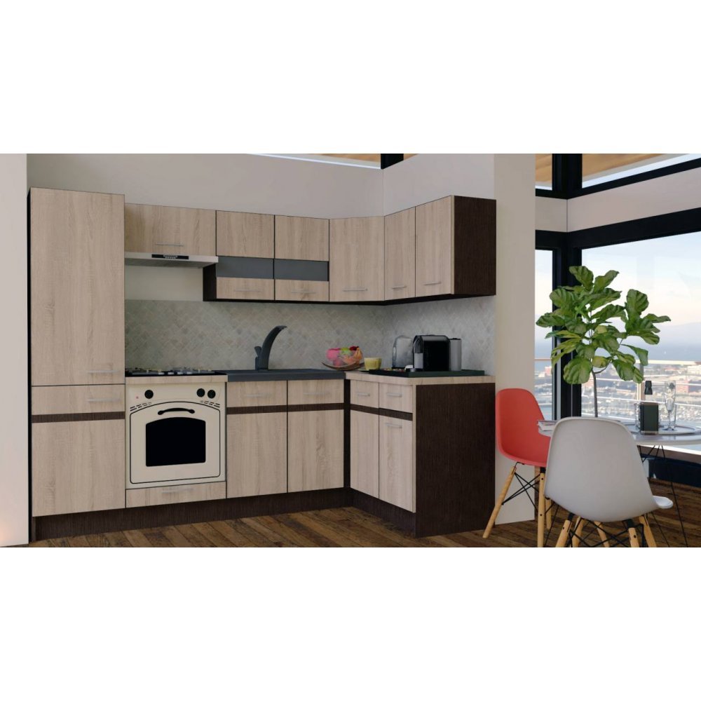 Bucatarie de Colt GENA NEW 1 DR. 140-250, Cu Corp de Cuptor, Stejar Sonoma
