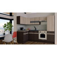 Bucatarie de Colt GENA NEW 1 ST. 140-250, Cu Corp de Cuptor, Wenge / Stejar Sonoma