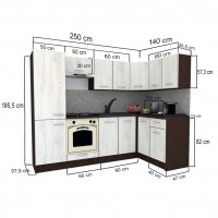 Bucatarie de Colt GENA NEW 1 DR. 140-250, Cu Corp de Cuptor, Wenge / Decor 0164