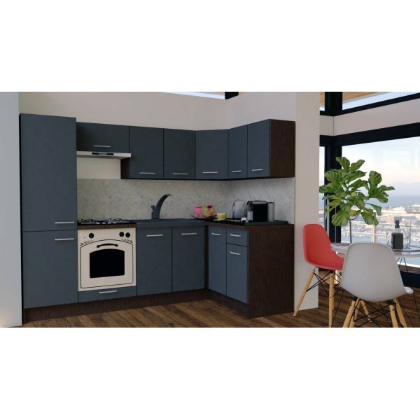 Bucatarie de Colt GENA NEW 1 DR. 140-250, Cu Corp de Cuptor, Wenge / Decor 0164