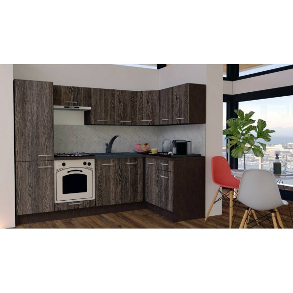 Bucatarie de Colt GENA NEW 1 DR. 140-250, Cu Corp de Cuptor, Wenge / Decor 7648