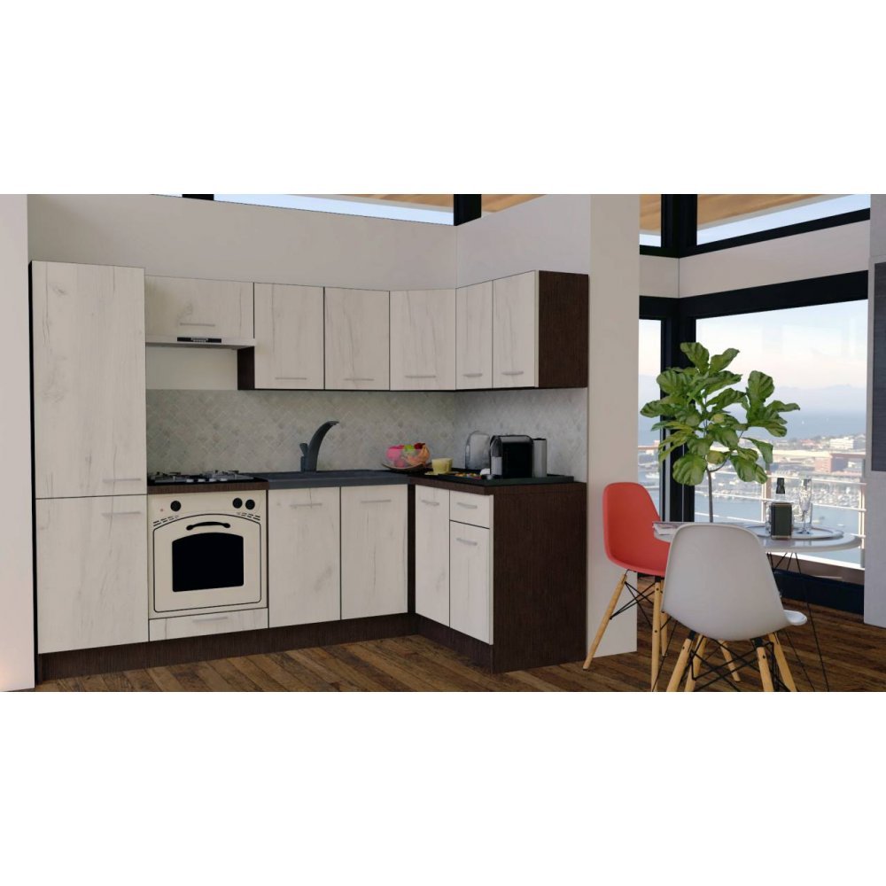 Bucatarie de Colt GENA NEW 1 DR. 140-250, Cu Corp de Cuptor, Wenge / Decor K001
