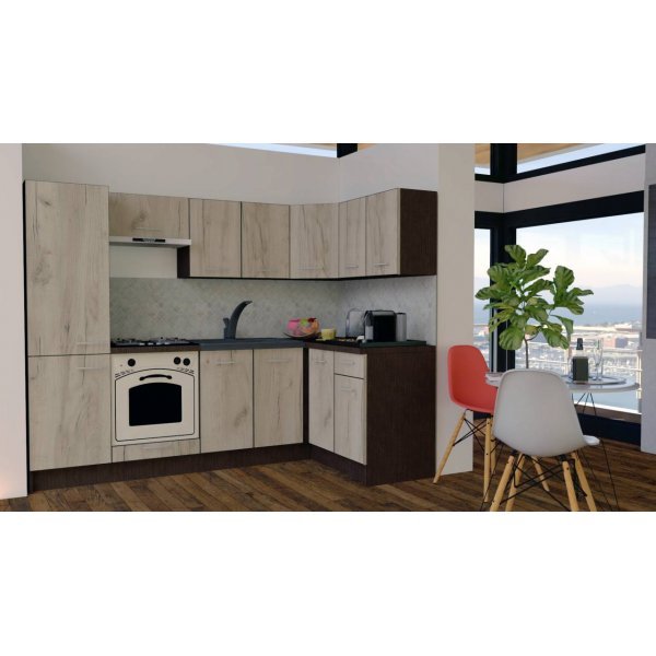 Bucatarie de Colt GENA NEW 1 DR. 140-250, Cu Corp de Cuptor, Wenge / Decor K002