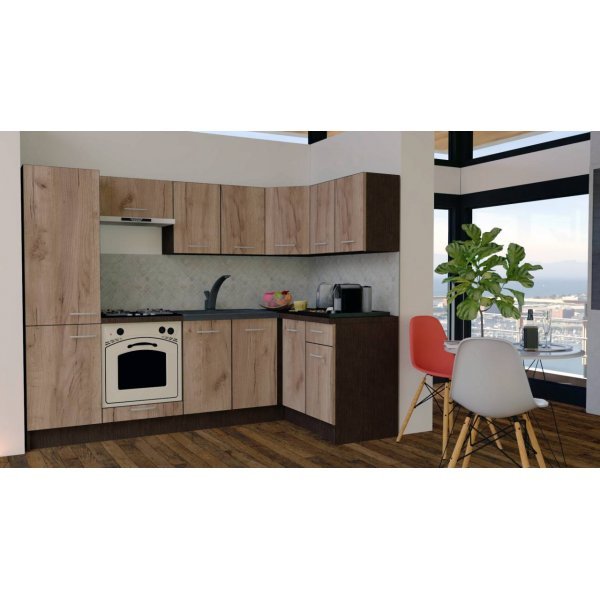 Bucatarie de Colt GENA NEW 1 DR. 140-250, Cu Corp de Cuptor, Wenge / Decor K004