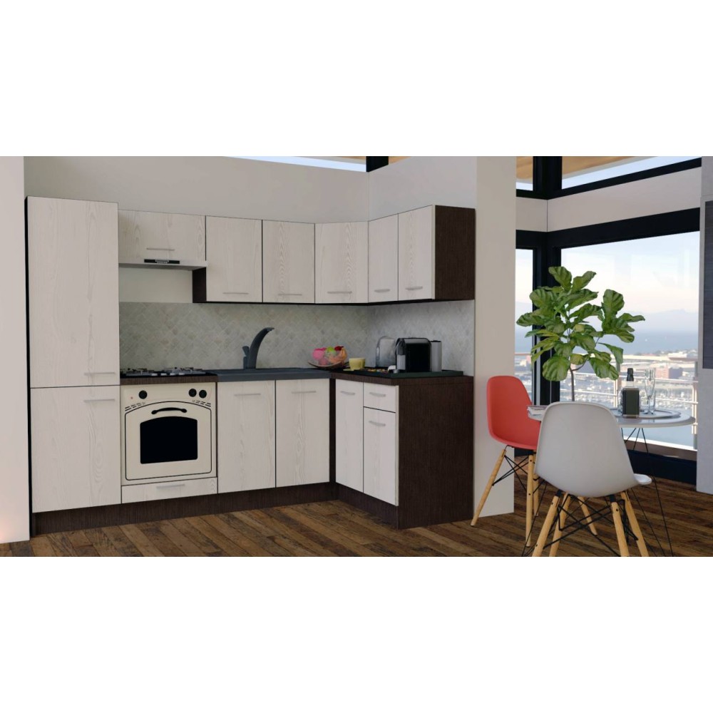 Bucatarie de Colt GENA NEW 1 DR. 140-250, Cu Corp de Cuptor, Wenge / Decor K010 Bucatarie de Colt GENA NEW 1 DR. 140-250, Cu Corp de Cuptor, Wenge / Decor K010