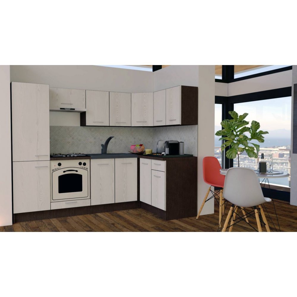 Bucatarie de Colt GENA NEW 1 DR. 140-250, Cu Corp de Cuptor, Wenge / Decor K010