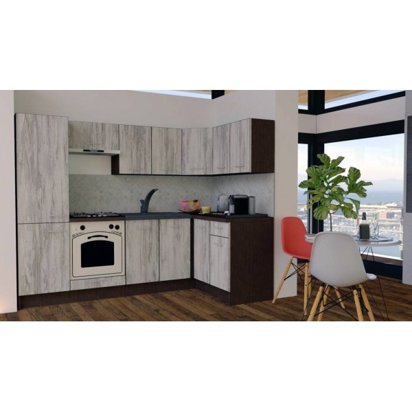 Bucatarie de Colt GENA NEW 1 DR. 140-250, Cu Corp de Cuptor, Wenge / Decor K084