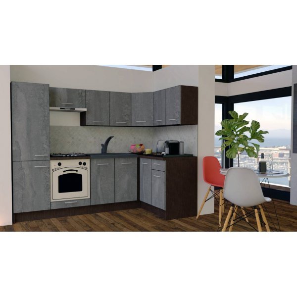Bucatarie de Colt GENA NEW 1 DR. 140-250, Cu Corp de Cuptor, Wenge / Decor K352