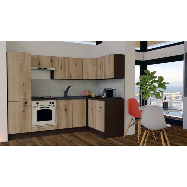 Bucatarie de Colt GENA NEW 1 DR. 140-250, Cu Corp de Cuptor, Wenge / Decor K365
