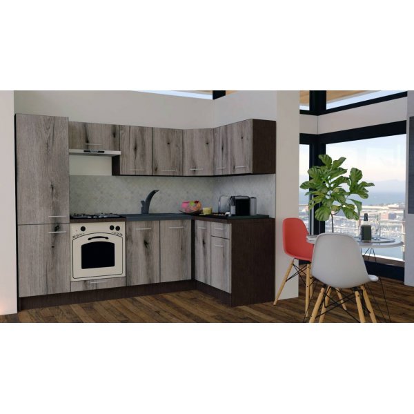 Bucatarie de Colt GENA NEW 1 DR. 140-250, Cu Corp de Cuptor, Wenge / Decor K366