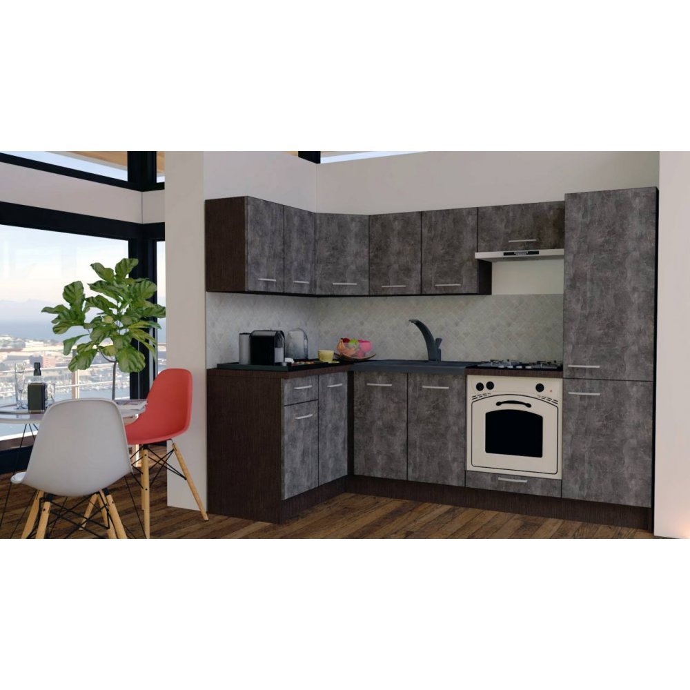 Bucatarie de Colt GENA NEW 1 ST. 140-250, Cu Corp de Cuptor, Wenge / Decor 0164