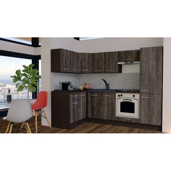 Bucatarie de Colt GENA NEW 1 ST. 140-250, Cu Corp de Cuptor, Wenge / Decor 7648