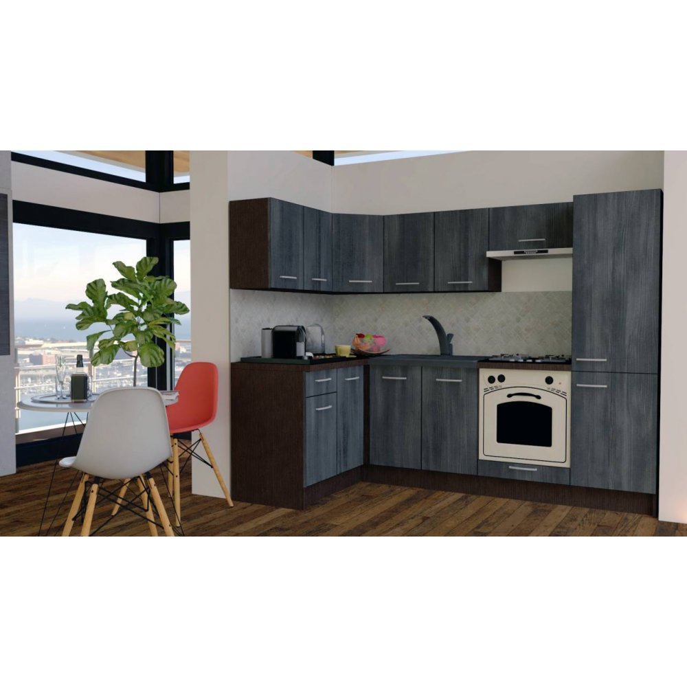 Bucatarie de Colt GENA NEW 1 ST. 140-250, Cu Corp de Cuptor, Wenge / Decor 8509