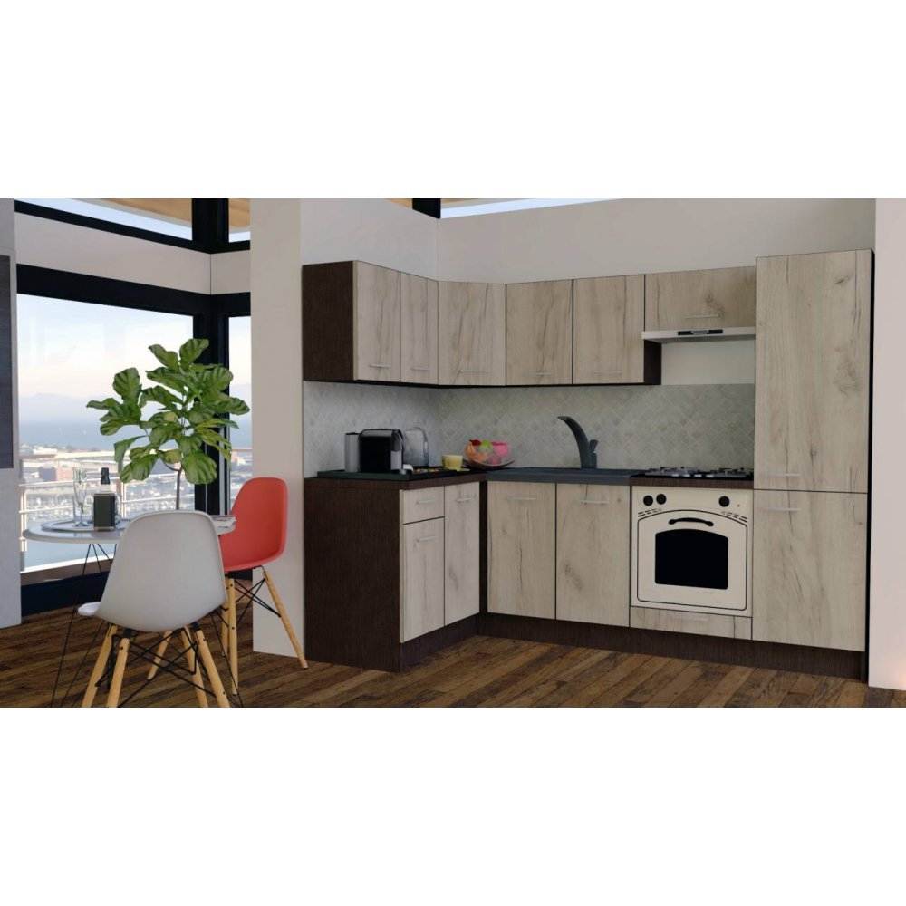 Bucatarie de Colt GENA NEW 1 ST. 140-250, Cu Corp de Cuptor, Wenge / Decor K002