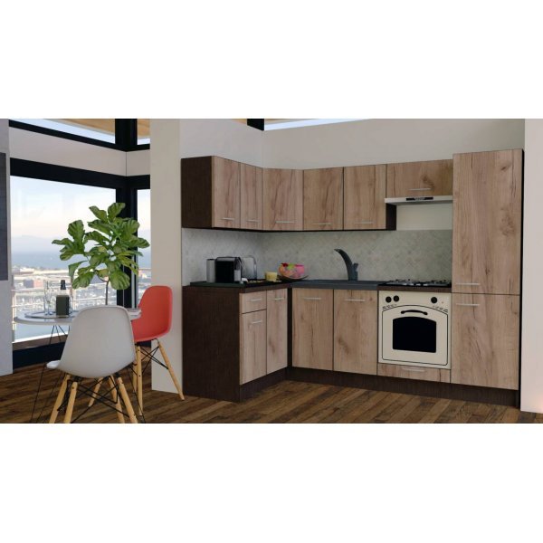 Bucatarie de Colt GENA NEW 1 ST. 140-250, Cu Corp de Cuptor, Wenge / Decor K004