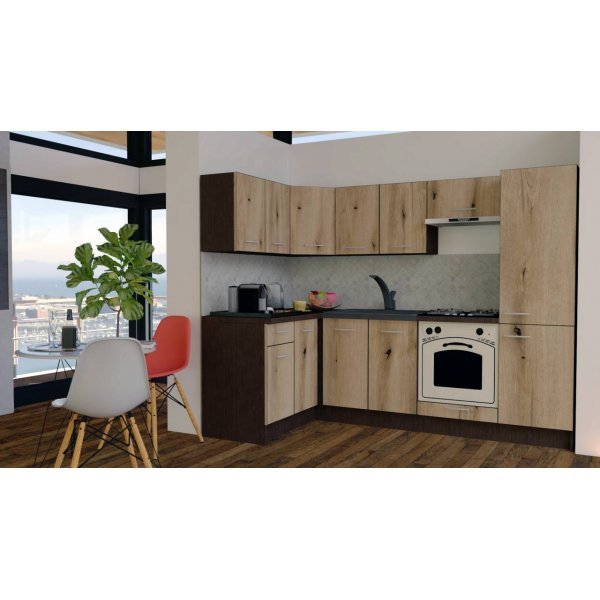 Bucatarie de Colt GENA NEW 1 ST. 140-250, Cu Corp de Cuptor, Wenge / Decor K365