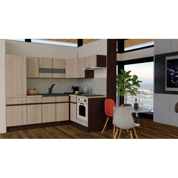 Bucatarie de Colt GENA NEW 3 DR. 160-230, Cu Corp de Cuptor, Stejar Sonoma