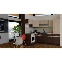 Bucatarie de Colt GENA NEW 3 ST. 160-230, Cu Corp de Cuptor, Wenge / Stejar Sonoma