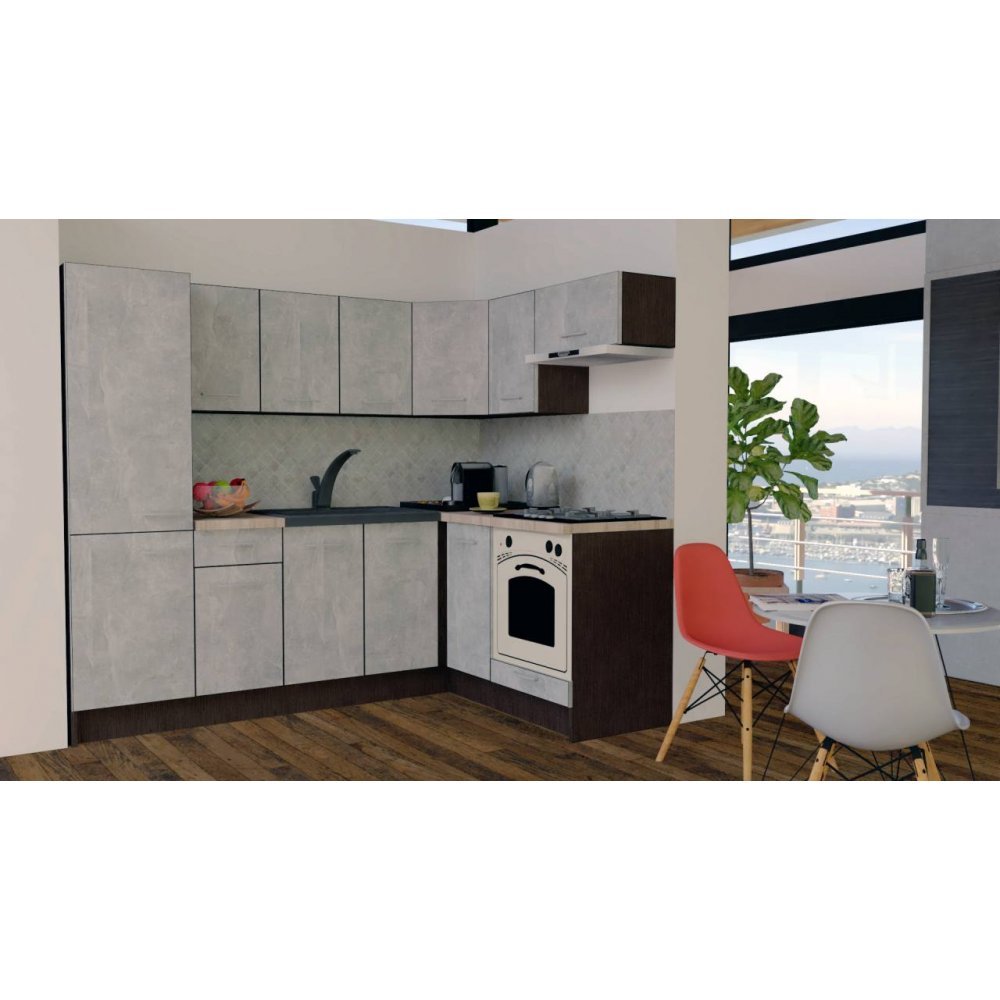 Bucatarie de Colt GENA NEW 3 DR. 160-230, Cu Corp de Cuptor, Wenge / Decor 4298