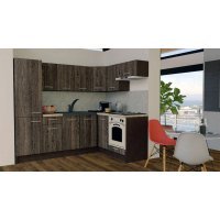 Bucatarie de Colt GENA NEW 3 DR. 160-230, Cu Corp de Cuptor, Wenge / Decor 7648